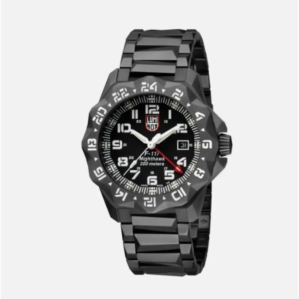 NEW Luminox F-117 Nighthawk GMT Gunmetal Divers Quartz Men's Watch XA.6422